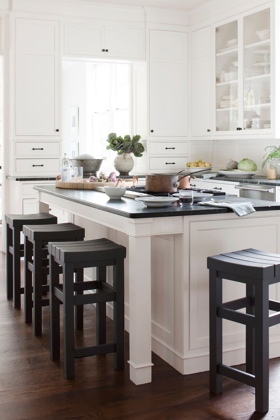 Dark Accents in a White Kitchen