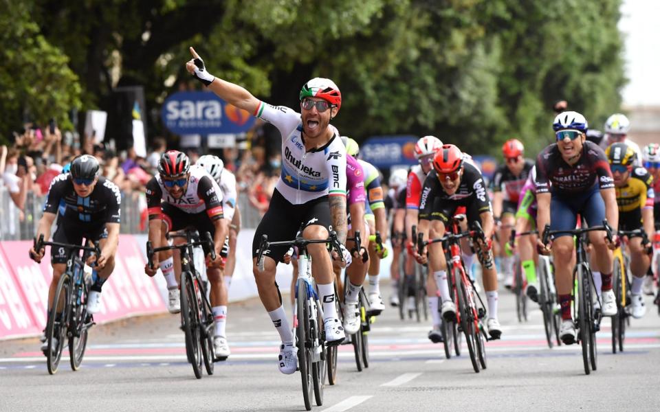 Giro d'Italia 2021: Giacomo Nizzolo ends long wait for maiden stage win as Egan Bernal retains pink jersey - REUTERS