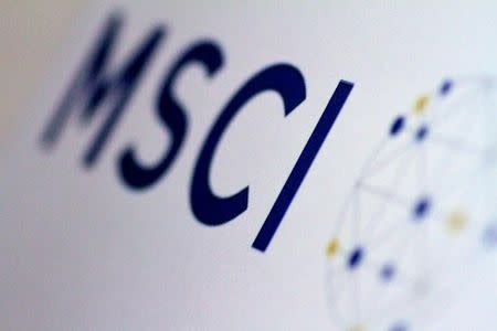 FILE PHOTO: The MSCI logo is seen in this June 20, 2017 illustration photo. REUTERS/Thomas White/Illustration/File Photo