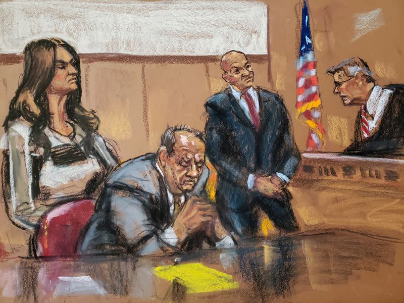 Judge James Burke scolds film producer Harvey Weinstein as he sits beside lawyers Donna Rotunno and Arthur Aidala