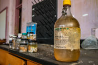 <p>A left-behind jug of sulfuric acid. (Photo: Leland Kent/Caters News) </p>