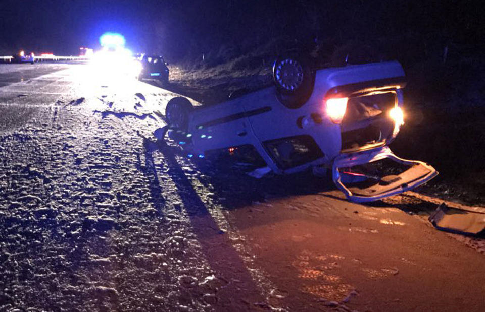 There were a number of accidents on the roads (Picture: PA)