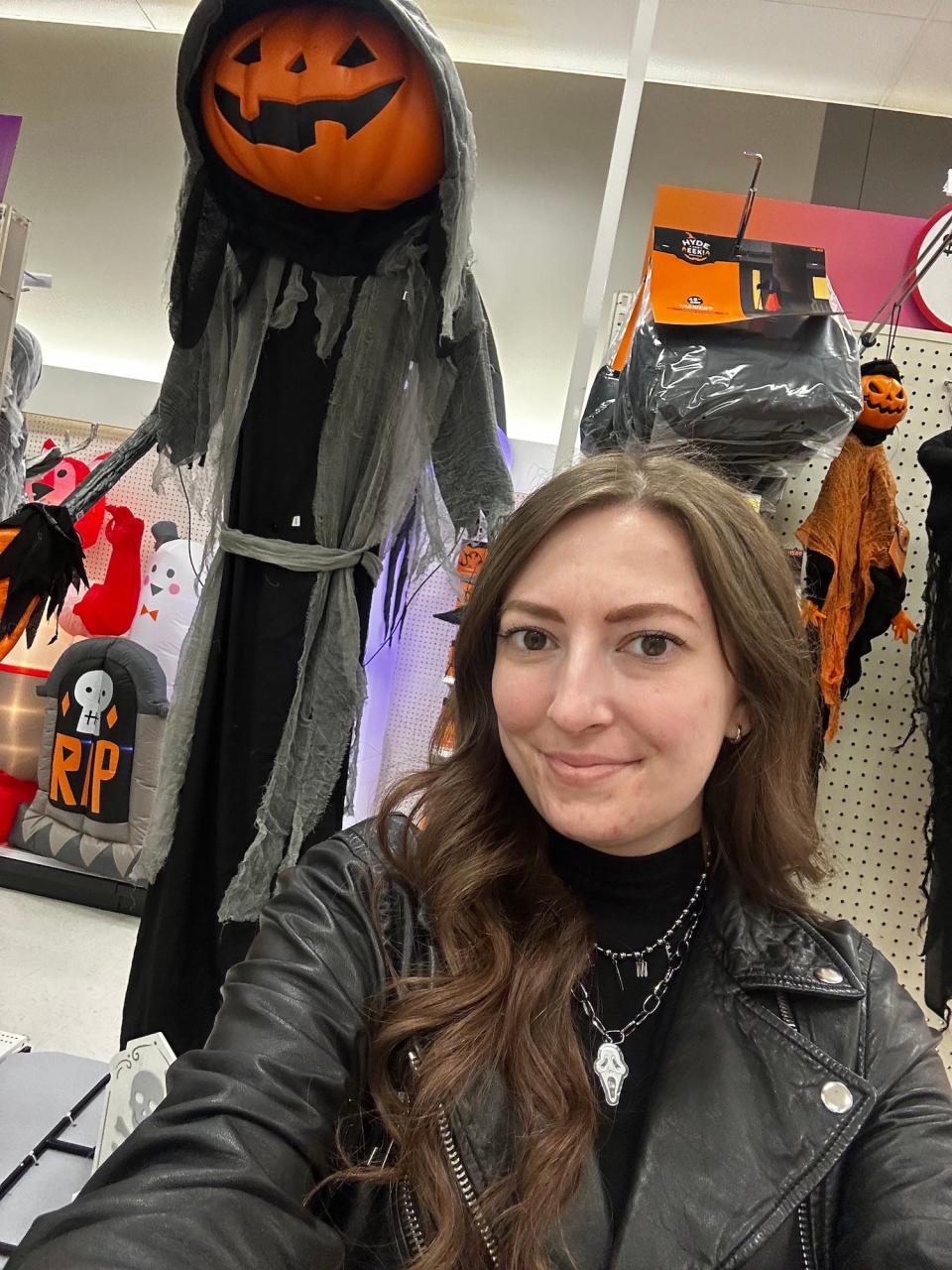 Reporter Amanda Krause at Target with the popular Lewis decoration.