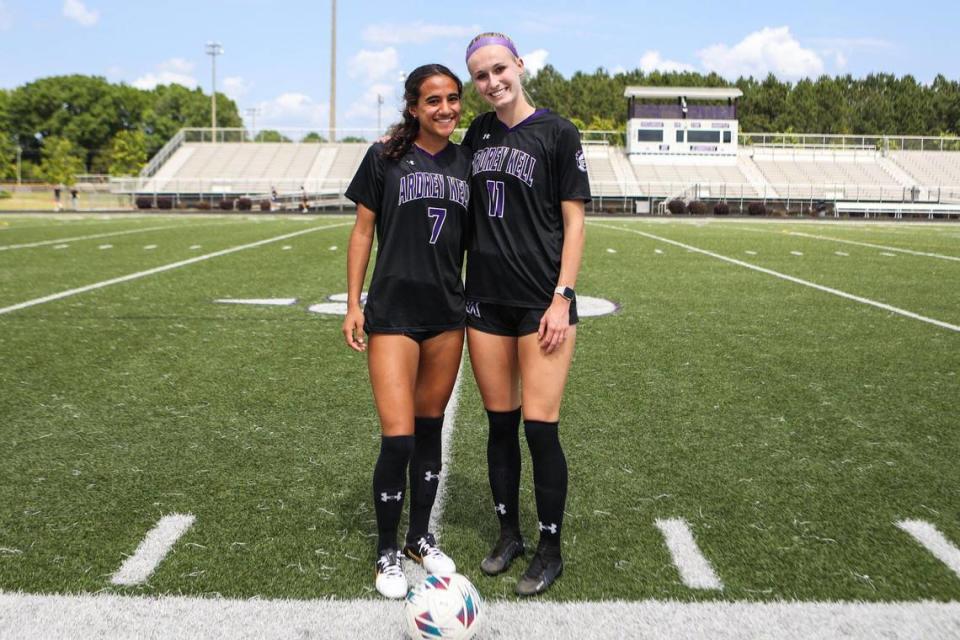 Audrey Kell girls soccer stars Taylor Suarez, left, and Carly Montgomery return for another season to power the Knights for a playoff run.