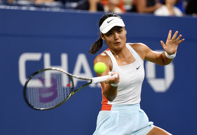 Emma Raducanu in action against Alize Cornet during day two of the US Open at the USTA Billie Jean King National Tennis Center, New York on August 30, 2022