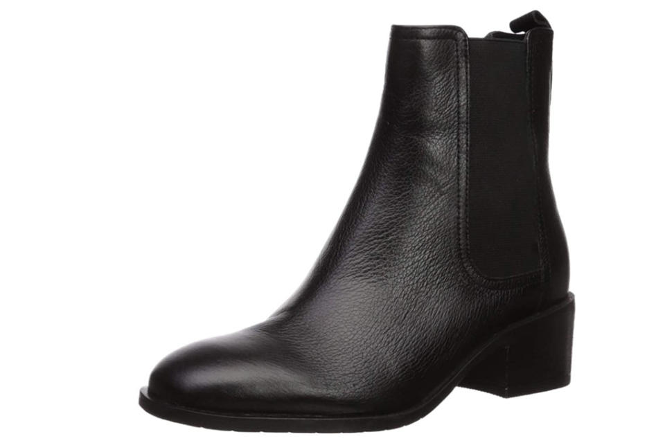 black boots, booties, leather, kenneth cole