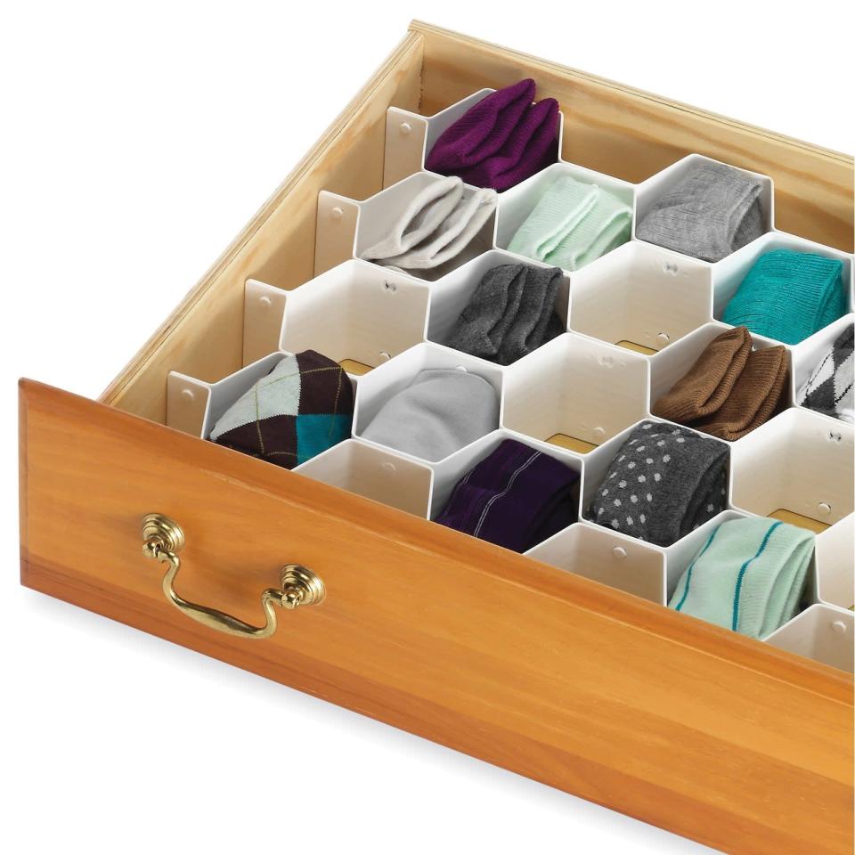 <p>You can put socks or ties in the clever <span>Whitmor Honeycomb Drawer Organizer</span> ($17) - and the best part is that you can clearly see all of your options.</p>
