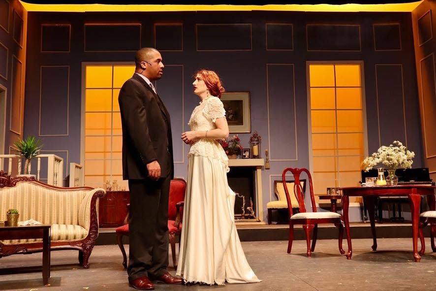 Kaleb Edley and Alissa Fetherolf in the Thalian Association's production of "The Philadelphia Story.