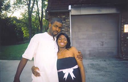 Tyjuan Lewis is pictured in this undated handout photo, along with his sister Cynthia Lewis (top photo). Cynthia Lewis/Handout via REUTERS