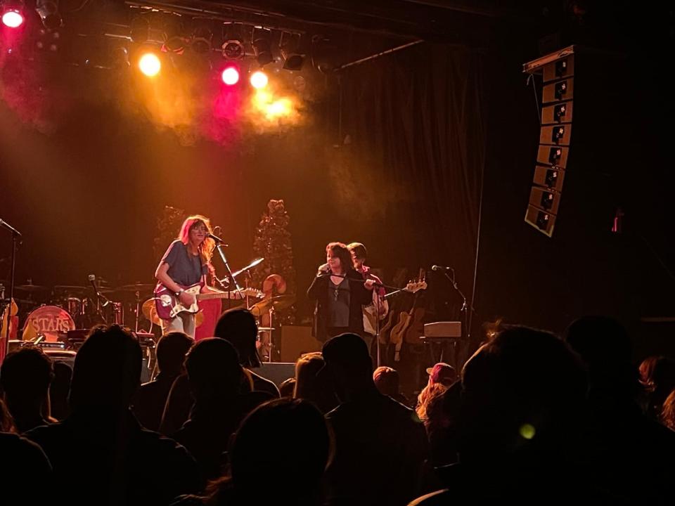 Charlotte Cornfield, left, onstage with Amy Millan from Stars at the Phoenix Concert Theatre in 2021.