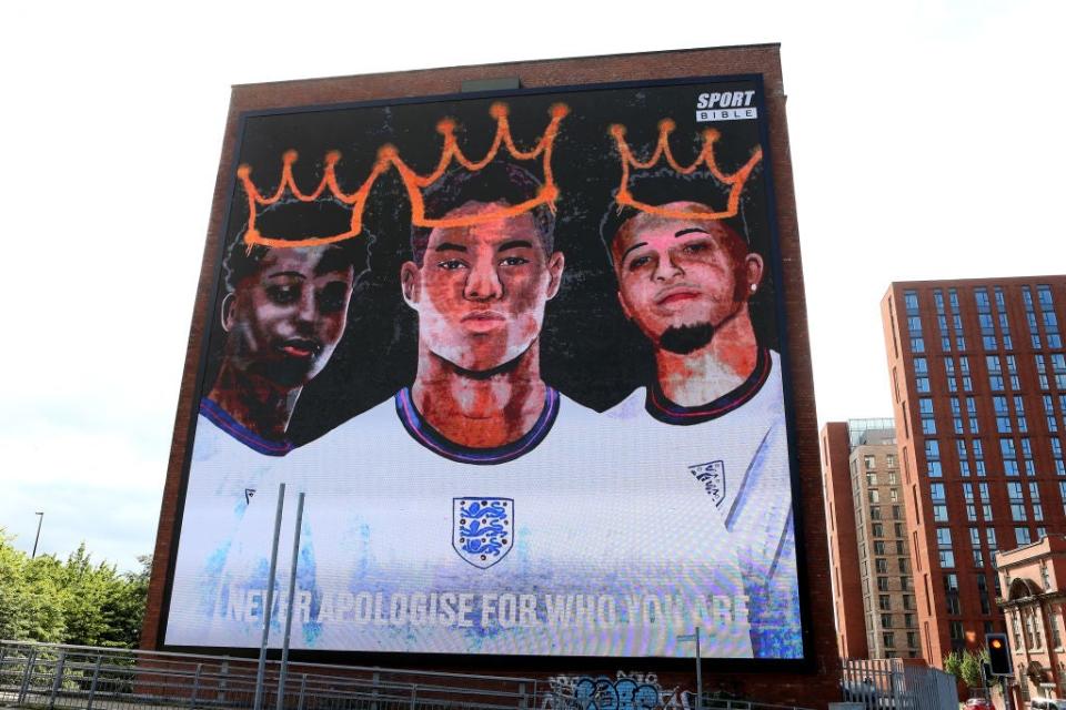 Manchester mural in support of Bukayo Saka, Marcus Rashford, and Jadon Sancho (Getty Images)