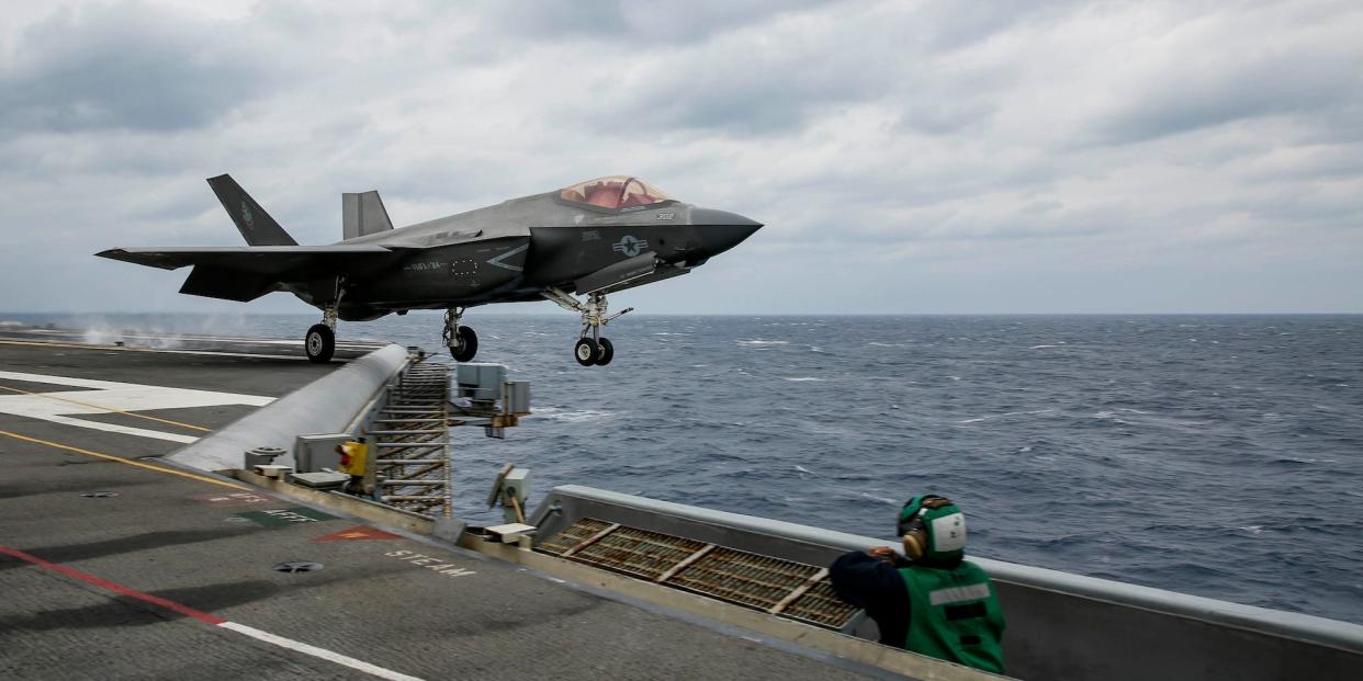 F-35C takes off of aircraft carrier Abraham Lincoln