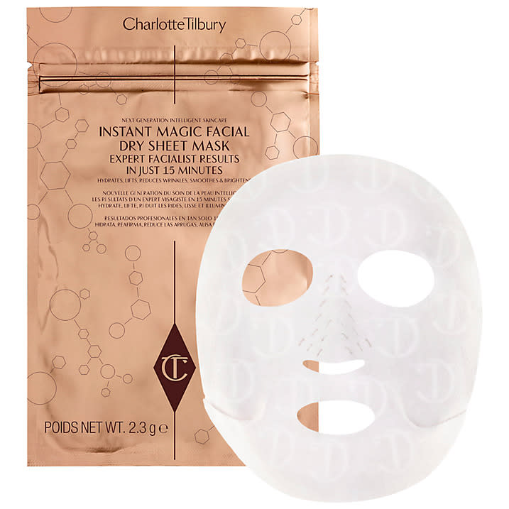 <p>With an in-built Skin Solution IQ, this mask is actually a dry mask rather than soaked with water based ingredients. The textile mask is imprinted with active ingredients that have burst release effects on the skin for up to 8 hours. As it’s not wet, this sheet mask has easy-fit ear loops to hold it against the face.<br><a rel="nofollow noopener" href="http://tidd.ly/784f63b" target="_blank" data-ylk="slk:Buy here;elm:context_link;itc:0;sec:content-canvas" class="link ">Buy here</a> </p>