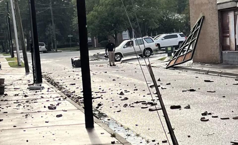 Damage from a possible tornado in Marion, South Carolina, Tuesday night. WBTW photo