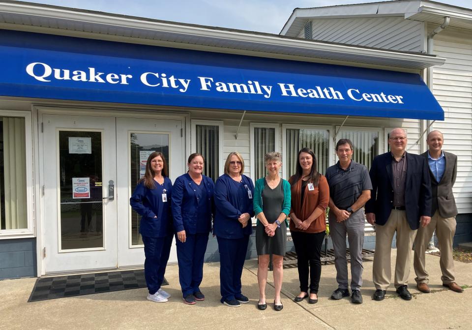 U.S. Rep Troy Balderson, third from right, visits the Ohio Hill Health Center in Quaker City.