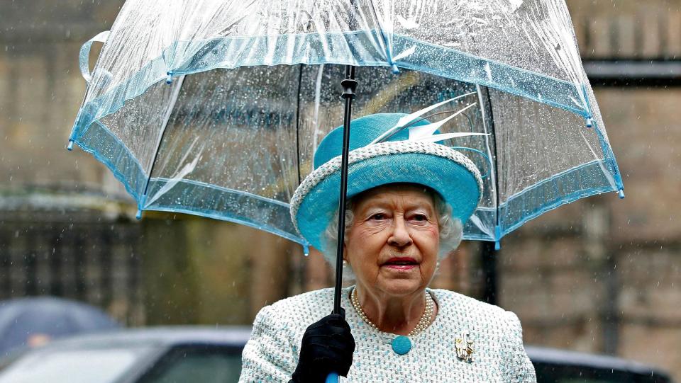 <p>Whenever Her Majesty attends an event in the rain (which is pretty much always in England, let's be honest) she comes with an umbrella that perfectly matches her outfit.</p>