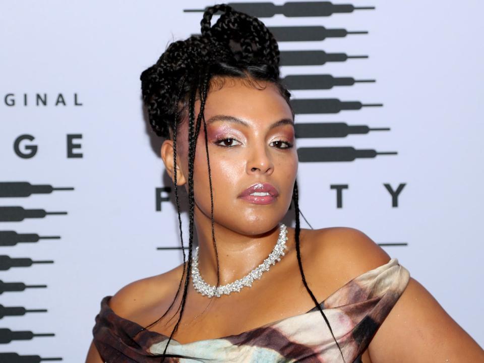 Paloma Elsesser on the red carpet at the 2020 Fenty fashion show.