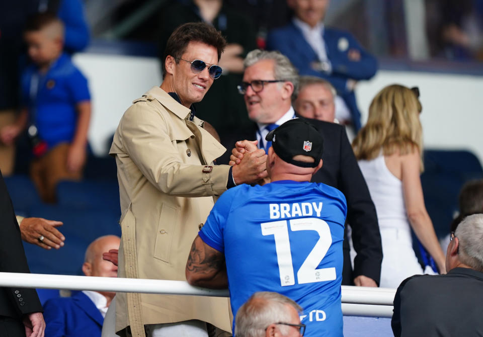 Tom Brady joined the Birmingham City ownership group last August.  The club was relegated to the third tier of English football on Saturday.  (Photo by Mike Egerton/PA Images via Getty Images)