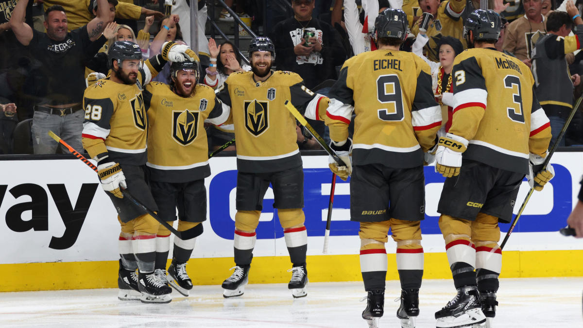 Alec Martinez of the Vegas Golden Knights hands the Stanley Cup to News  Photo - Getty Images