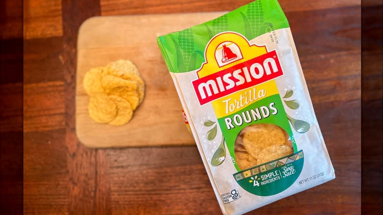 Bag of Mission round tortilla chips 