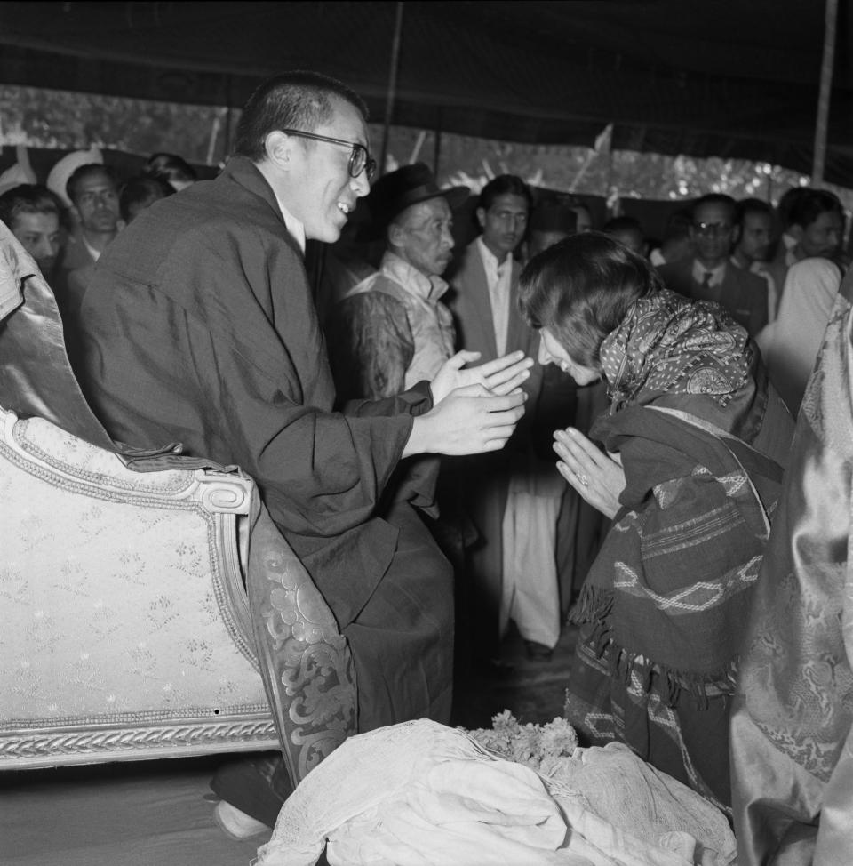 The Dalai Lama greets followers circa 1965 in India.&nbsp;