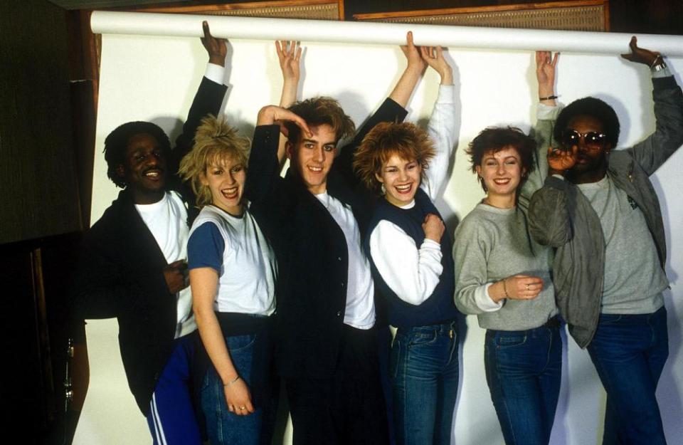 Terry Hall, third from left, with members of Bananarama and Fun Boy Three in 1982; the two trios had a series of hits together.