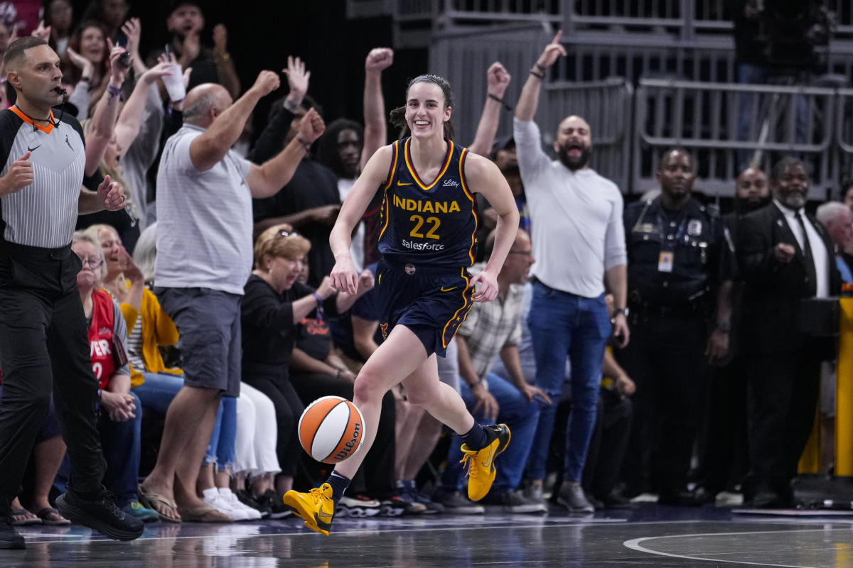 Caitlin Clark makes her 100th 3, finishes with triple-double as Fever beat  Sparks 93-86 - Yahoo Sports