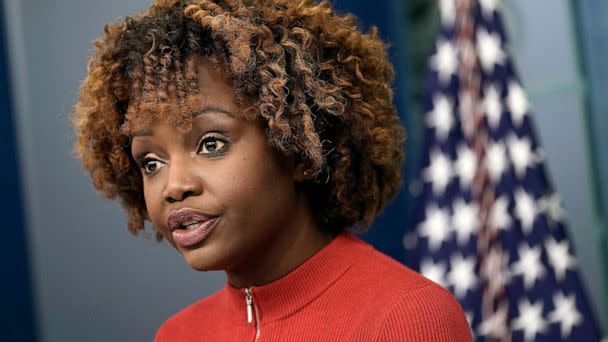 PHOTO: White House Press Secretary Karine Jean-Pierre speaks during the daily press briefing at the White House, Feb. 13, 2023 in Washington, DC. (Drew Angerer/Getty Images)