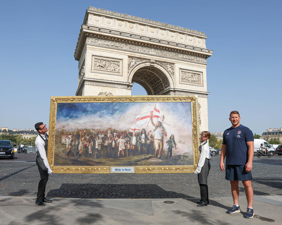 Former England rugby captain, Dylan Hartley unveils a specially-commissioned artwork in Paris