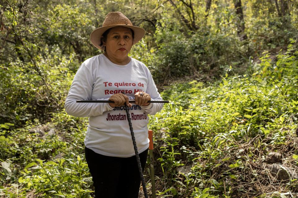 Socorro Gil, of Acapulco, has attended five organized searches to try to find her missing son, Jhonatan Romero Gil.