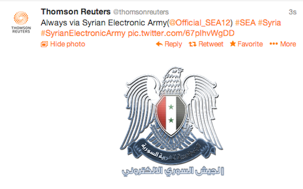 Thomson Reuters Is Apparently the Latest Pro-Assad Twitter Hack Victim 