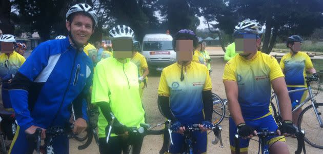 Cycle tragedy: Jared Dunscombe (far left) was hit and killed by a truck during a Rotary Club charity cycle ride. Photo: Supplied