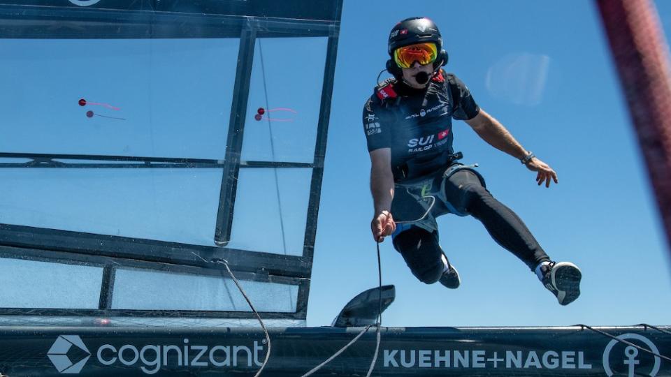 Acrobatics during the racing is part of SailGP’s allure. - Credit: Courtesy SailGP