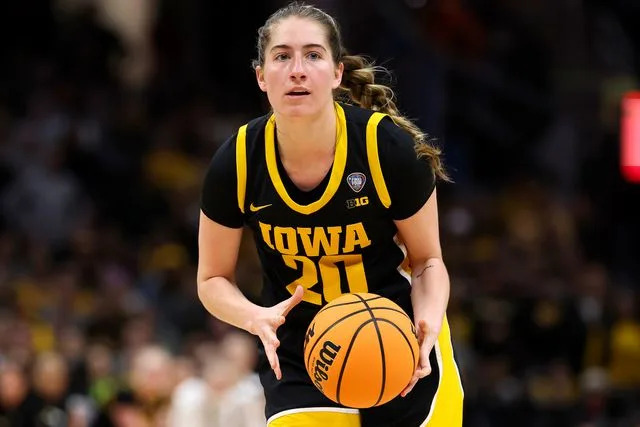 <p>Justin Tafoya/NCAA Photos via Getty </p> Kate Martin during a game in April 2024