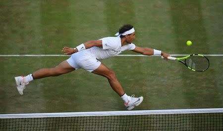 Tennis - Wimbledon - London, Britain - July 10, 2017 Spain’s Rafael Nadal in action during his fourth round match against Luxembourg’s Gilles Muller REUTERS/Toby Melville