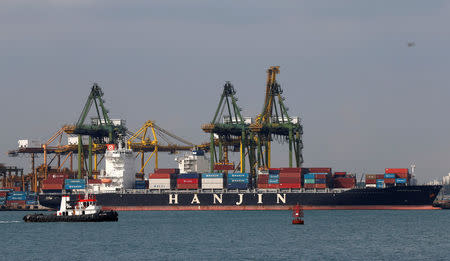 The Hanjin Louisiana container ship is docked at PSA's Tanjong Pagar terminal in Singapore September 28, 2016. REUTERS/Edgar Su