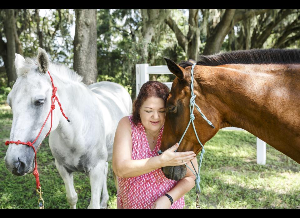 Carol's special connection with animals shows during a visit to an Ocala horse farm.
