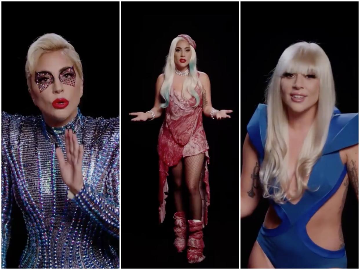 Gaga donned a number of her most memorable costumes for the video (Lady Gaga/Twitter)