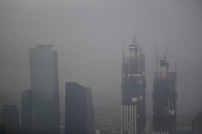 FILE PHOTO: A construction site is seen amid heavy smog in Seoul