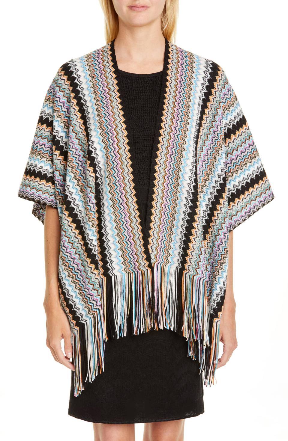 Missoni Zigzag Fringe Cape. Image via Nordstrom.