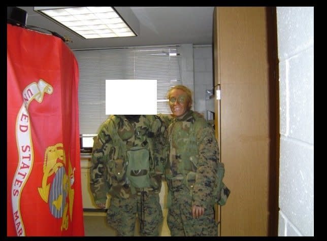 Claire Russo (right) with her roommate at The Basic School in Quantico, Va., after finishing a field exercise.    Russo says that one of the 30 females in the class of 180 was raped in the barracks while she was at The Basic School.