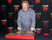 <p>William Shatner participates in a handprint ceremony hosted by Legion M during Comic-Con in San Diego on July 21. </p>