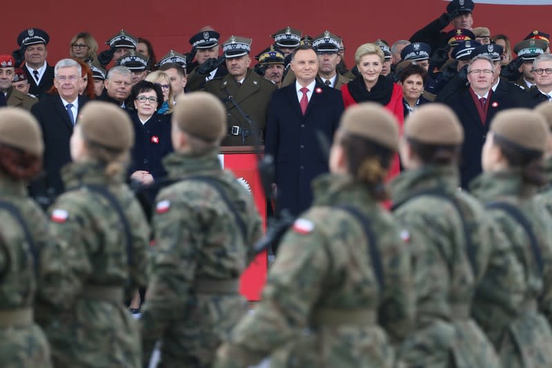 Polish President Duda attends a ceremony marking the National Independence Day in Warsaw