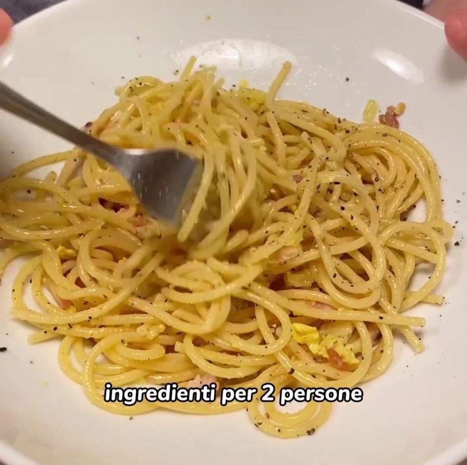 Luca Cesari's carbonara using the 'first' recipe