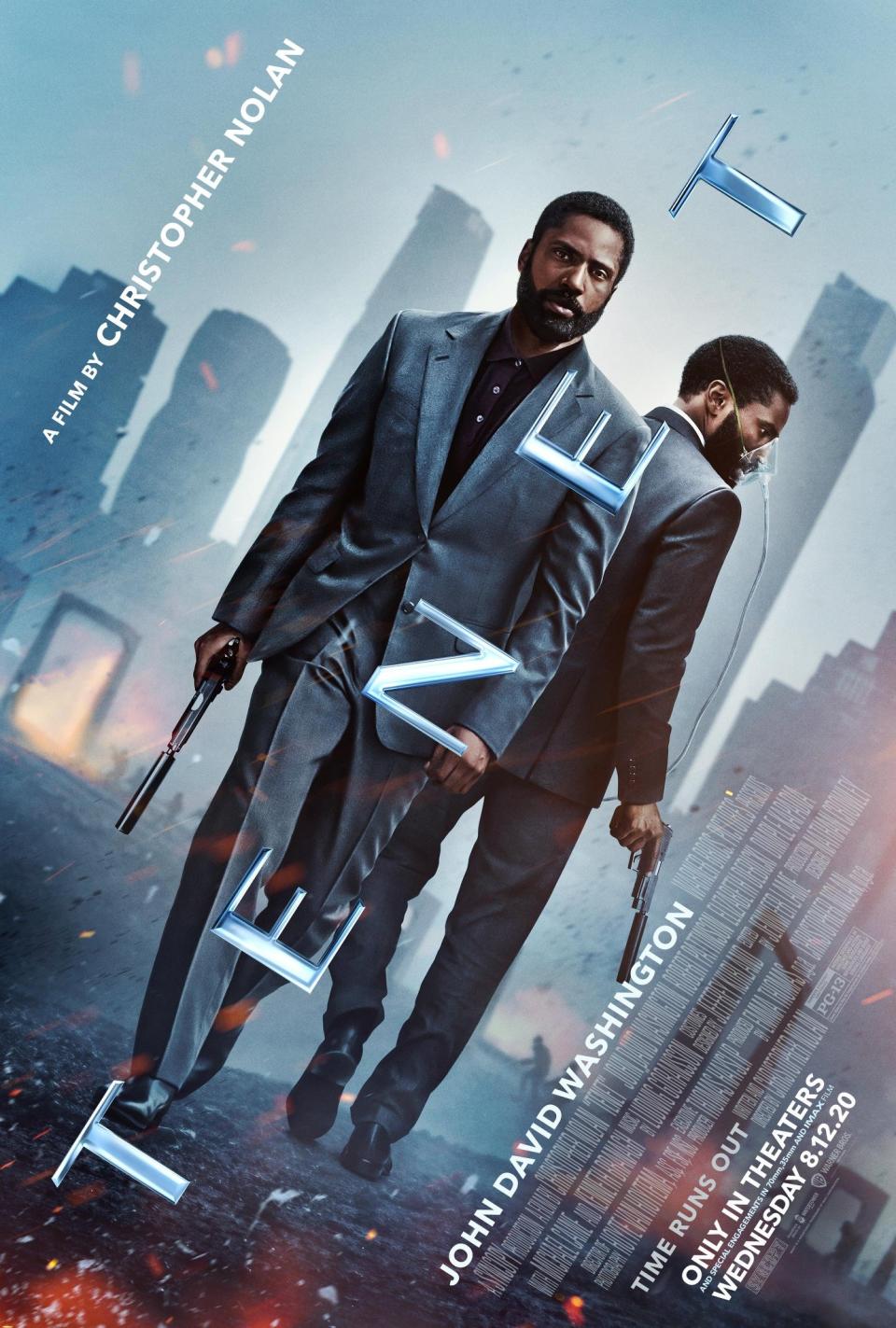 A new poster for Christopher Nolan's Tenet, featuring Jihn David Washington. (Warner Bros.)