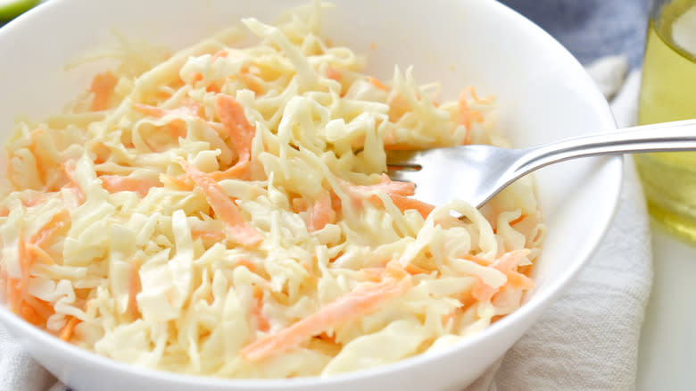 Creamy coleslaw in bowl