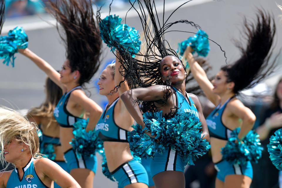 The Roar of the Jaguars perform during the first half of the team's home game vs. Kansas City on Sept. 17. The Jags return home for the first time in 21 days when they play host to the Indianapolis Colts on Sunday at EverBank Stadium.