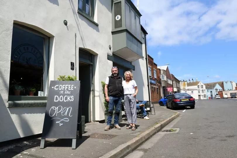 Steve and Caroline Ridlington outside Coffee on the Docks in Grimsby -Credit:Donna Clifford/GrimsbyLive