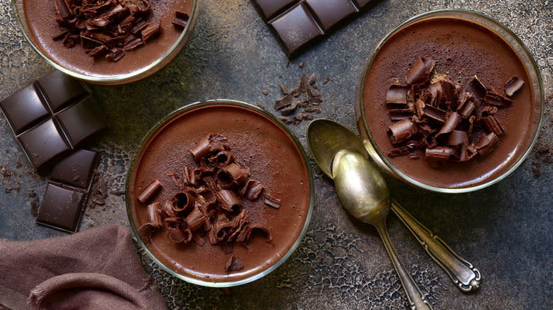 Chocolate mousse with shaved chocolate