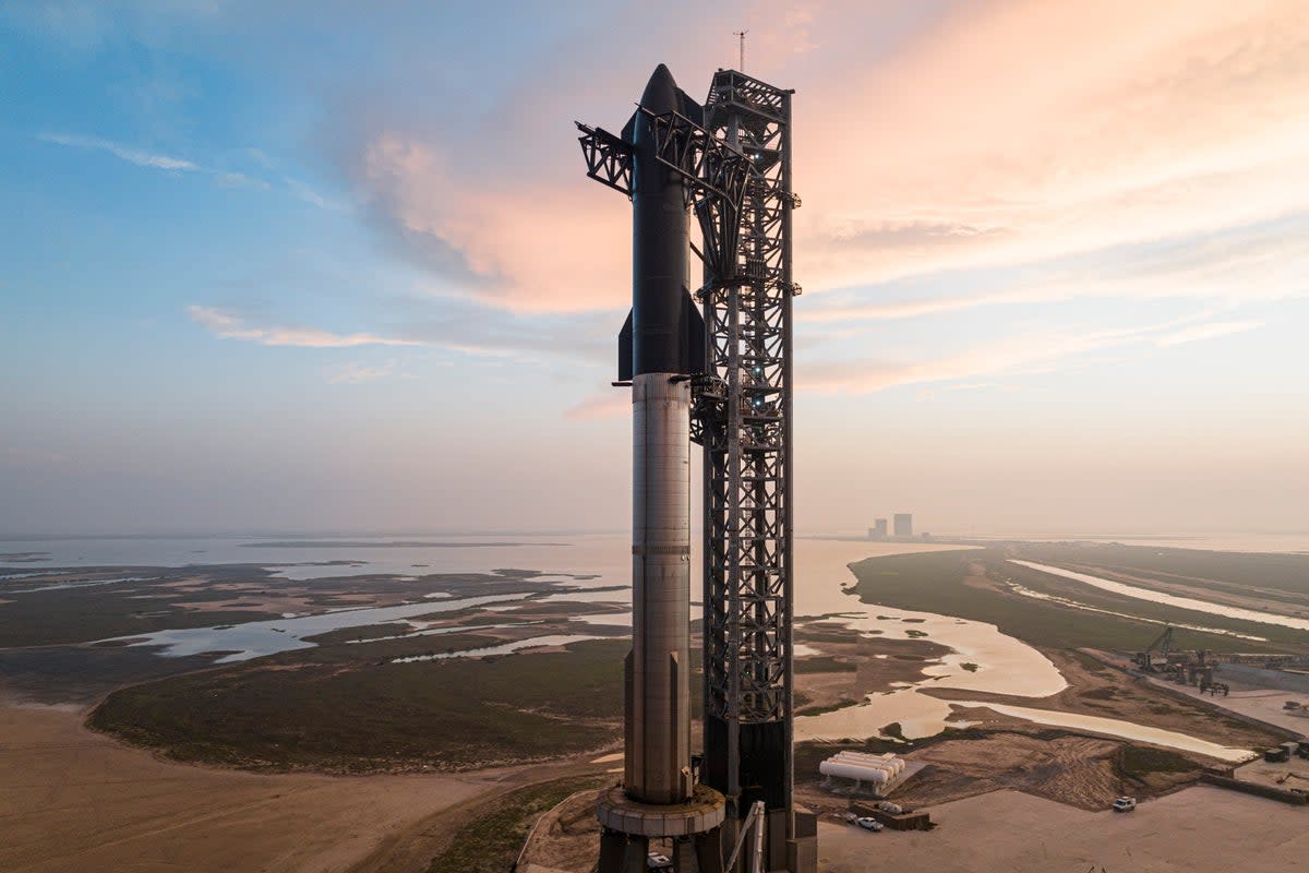 The two-stage rocketship is 394ft taller than the Statue of Liberty (SpaceX / PA Wire)